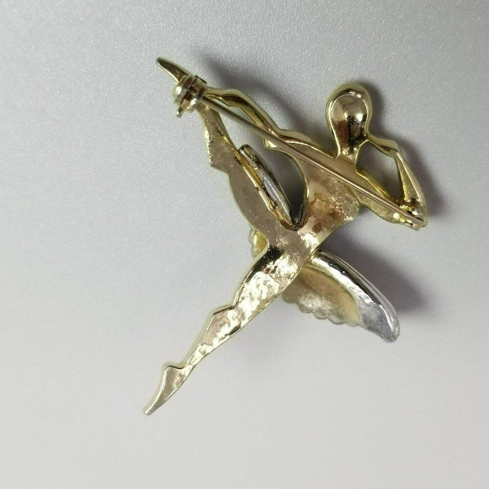 Vintage Ballerina Dancer Rhinestone Gold Plated Ballet of Jewels Brooch Unsigned - Picture 4 of 7